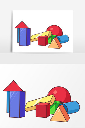 手绘儿童拼接模型玩具元素