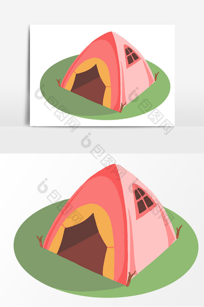 露营帐篷手绘形象元素