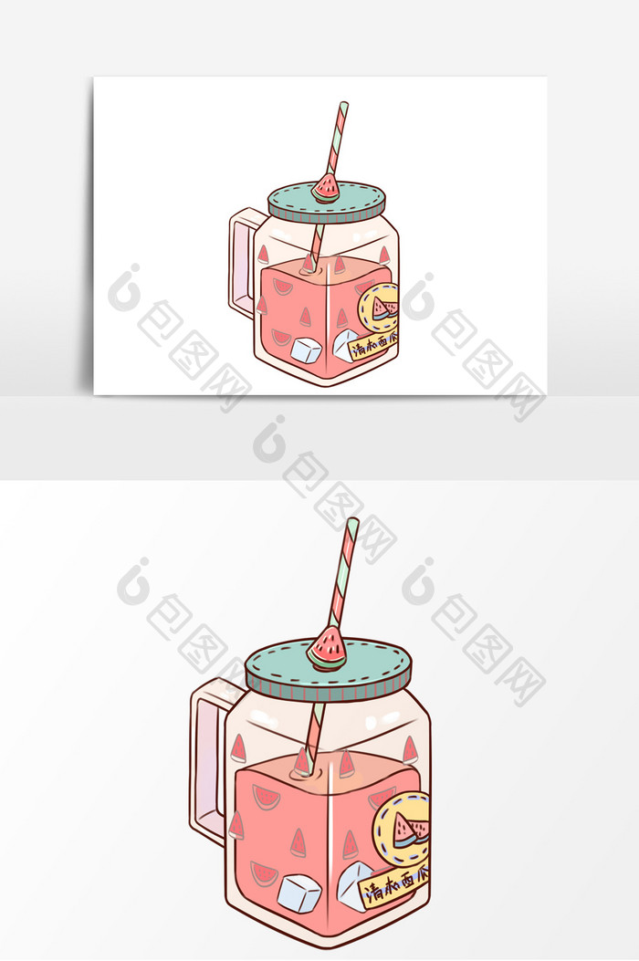 手绘夏季饮料元素