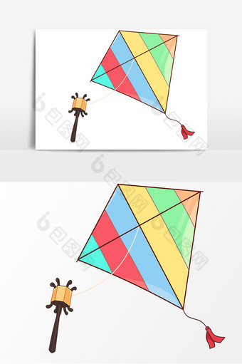 儿童节放风筝手绘形象元素图片