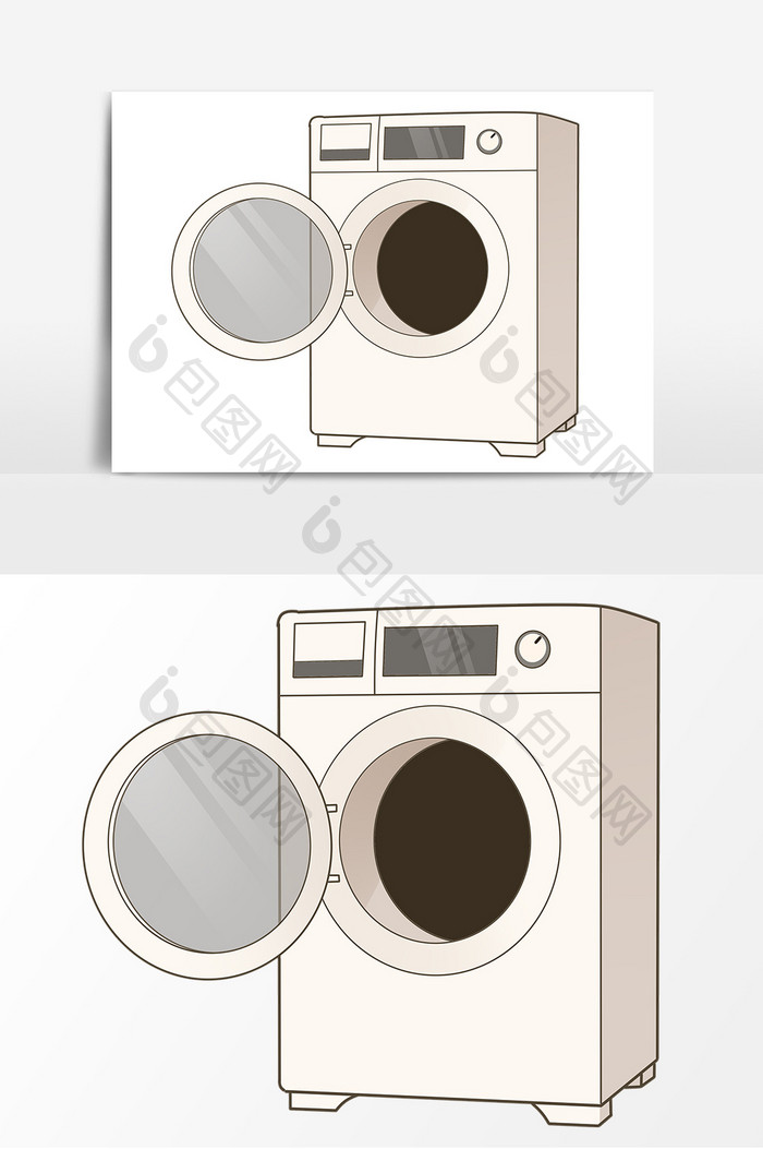 洗衣机卡通手绘元素插画