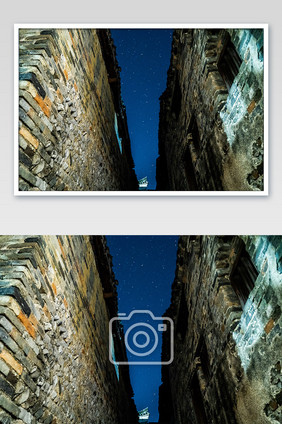 斑驳墙壁星空摄影图
