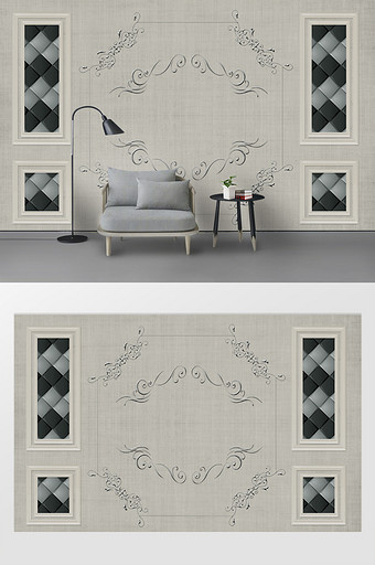 古典欧式豪华软包花纹石膏背景墙图片