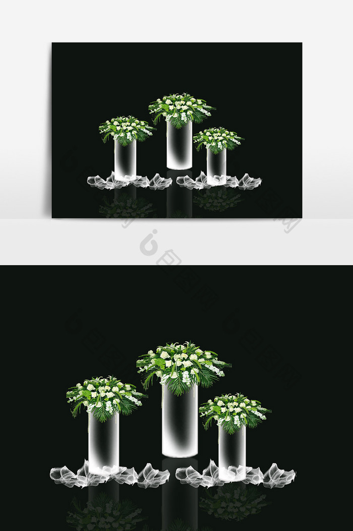 清新唯美白绿色系水晶花瓶舞台布置装饰花瓶