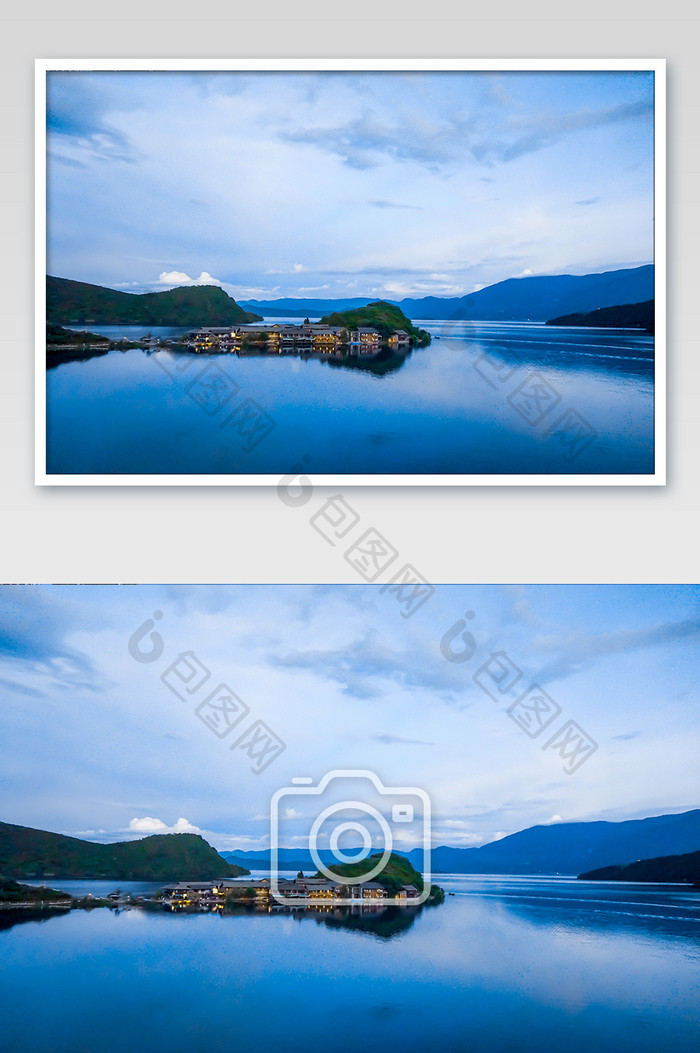 云南丽江泸沽湖网红景点里格岛摄影图片