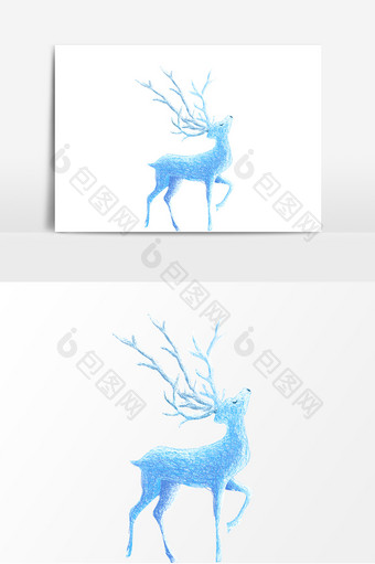 创意大气手绘卡通线圈画鹿元素图片