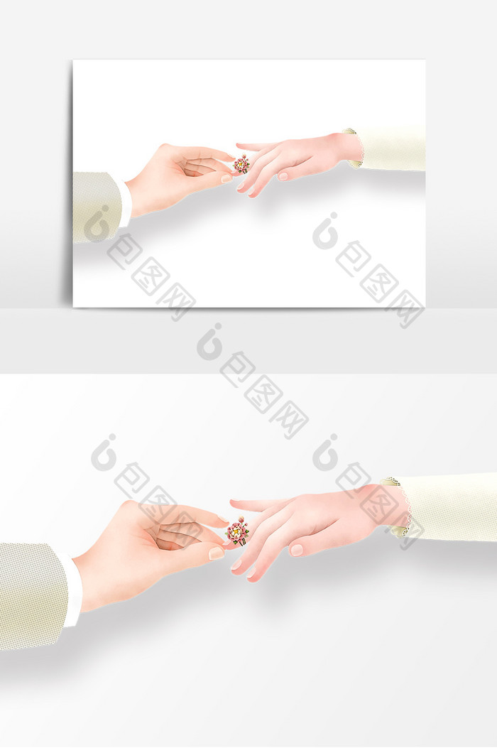 创意大气戴戒指结婚婚戒元素