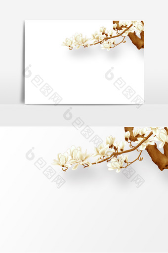 简约唯美白色花朵装饰元素图片