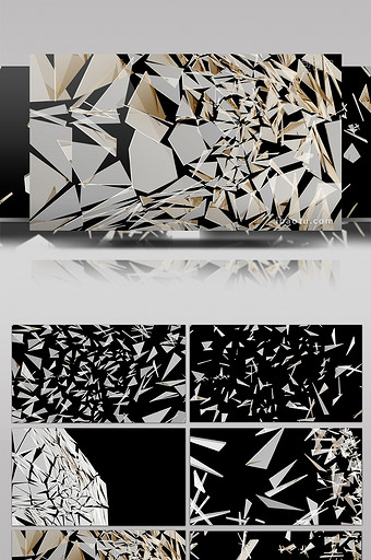 5款超炫玻璃破碎动画特效元素素材视频图片