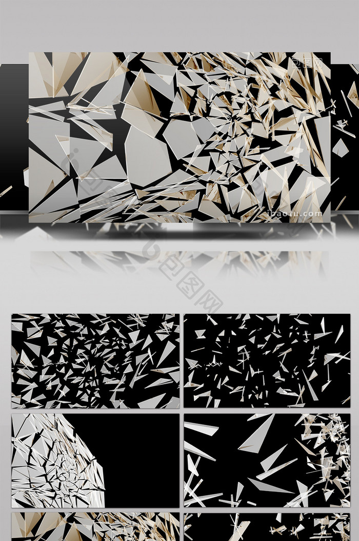 5款超炫玻璃破碎动画特效元素素材视频