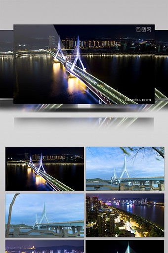 四川绵阳一号桥网红桥高空夜景加大范围移动图片