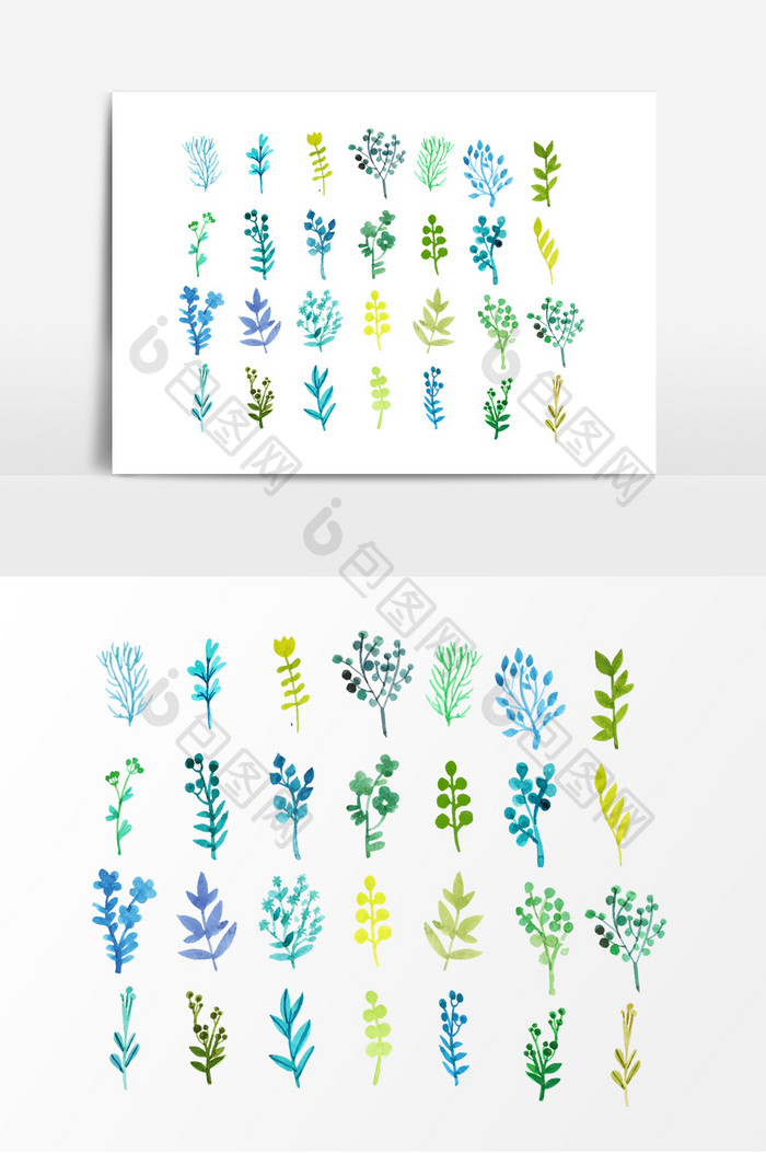 手绘植物水彩设计素材