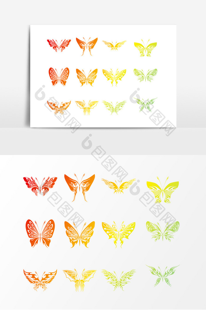 彩色渐变蝴蝶图案设计素材