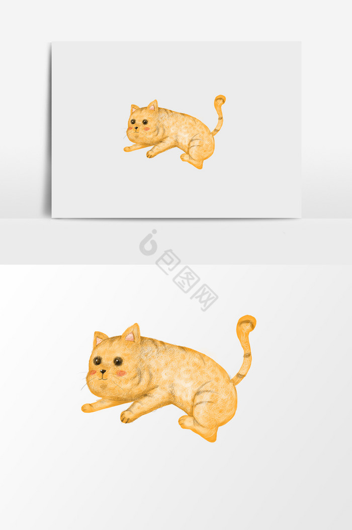 肥胖小猫插画图片