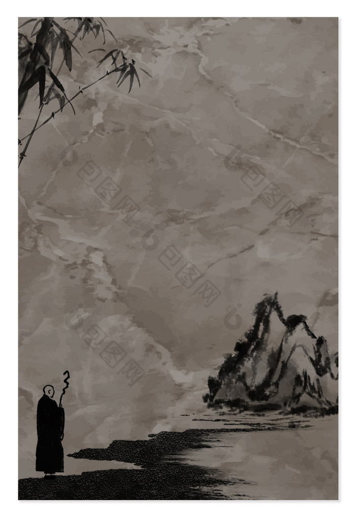 复古中国风底纹材质纹理山水人物背景