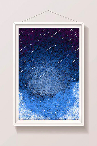 手绘炫彩线条天空插画背景图片下载