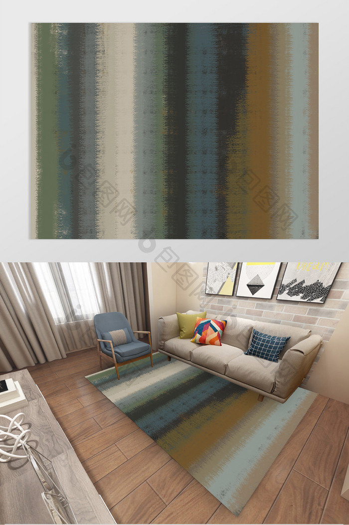 北欧摩洛哥风格复古渐变纹理客厅地毯图案