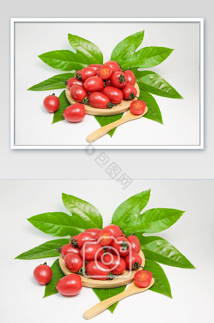 红色新鲜圣女果小西红柿摄影图片