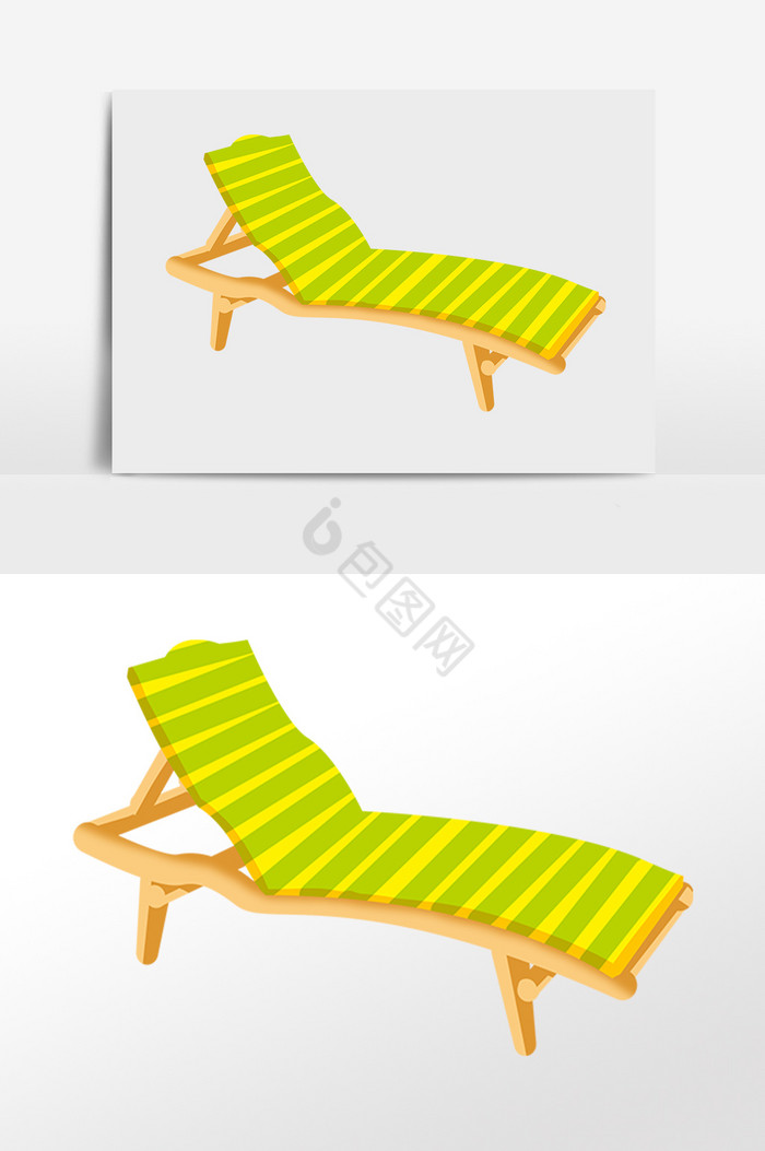 沙滩休息躺椅躺床插画图片