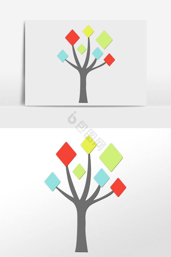 办公PPT彩色树装饰图标插画图片