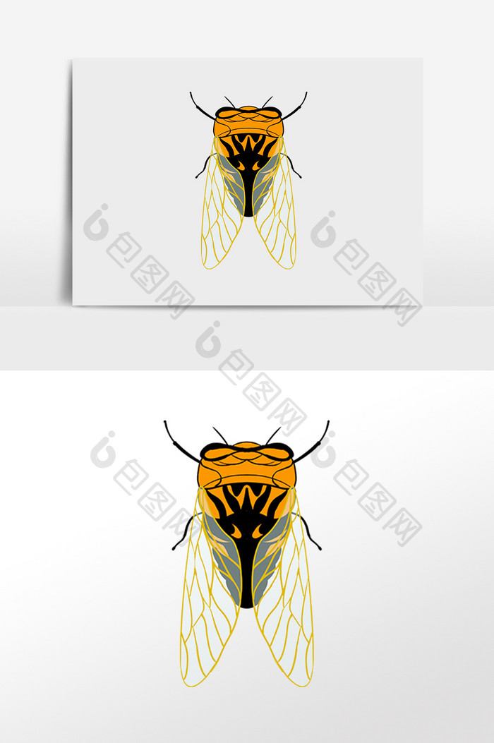 手绘卡通知了蝉昆虫动物插画