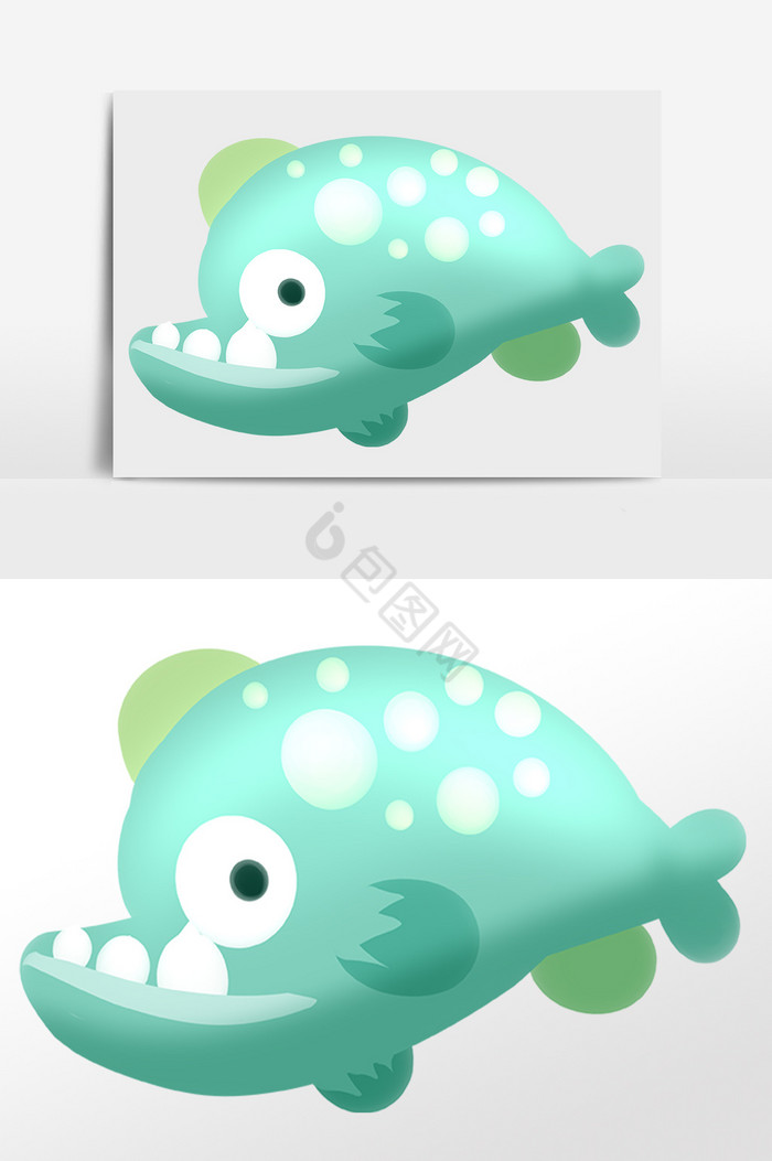 海洋生物海豚鱼插画图片