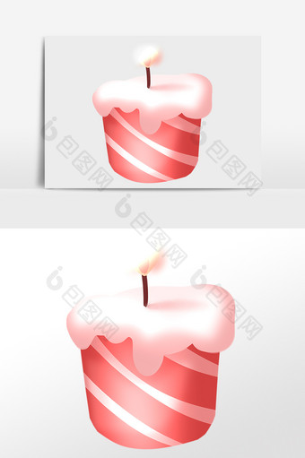 手绘庆祝生日快乐粉色蜡烛插画图片