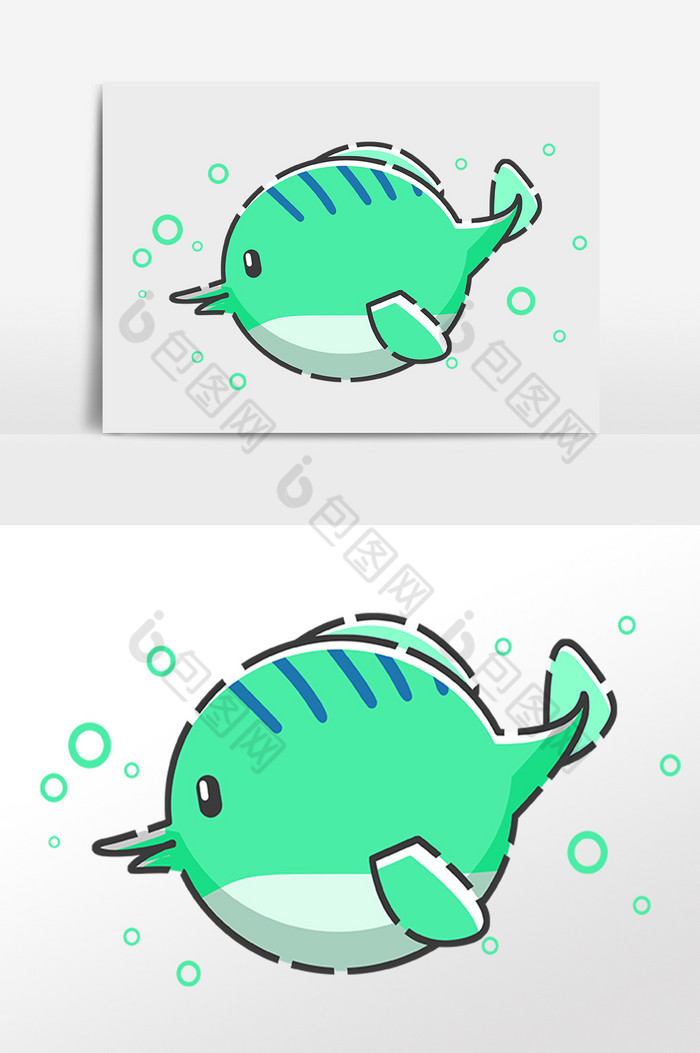 海洋生物鱼泡泡插画图片