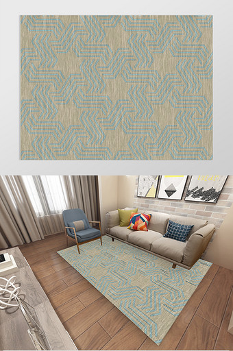 简约手绘线条几何图案地毯设计图片