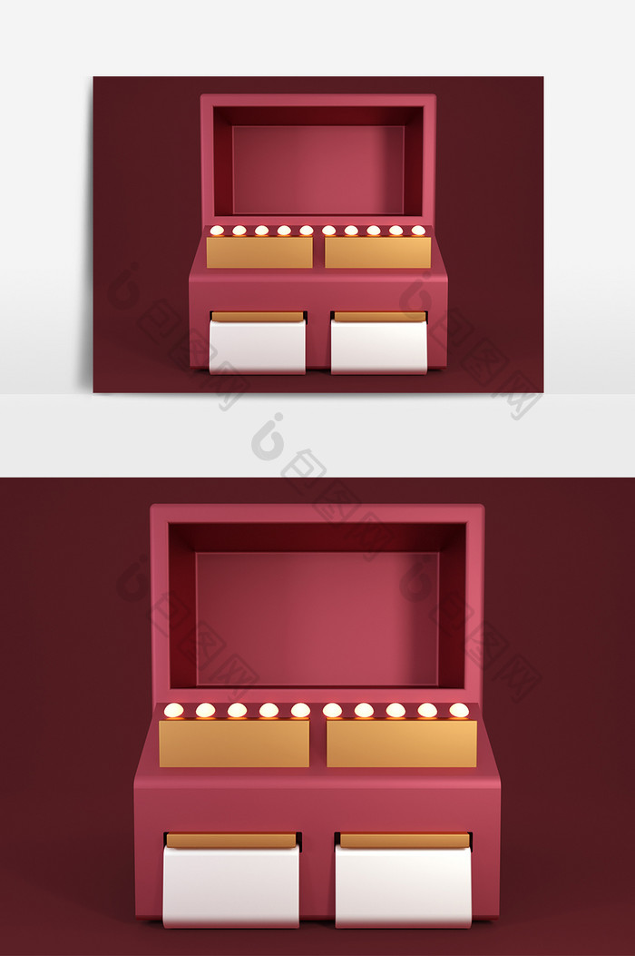 C4D红色喜庆大气电商促销抽奖机装饰元素