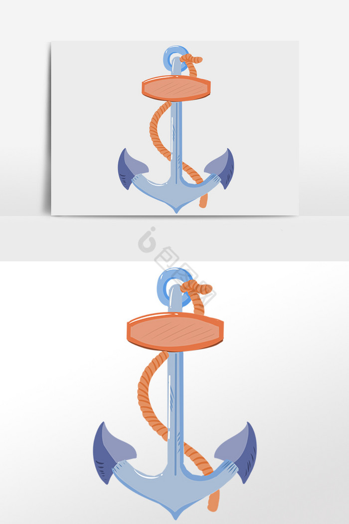 航海工具垂钓鱼钩插画图片