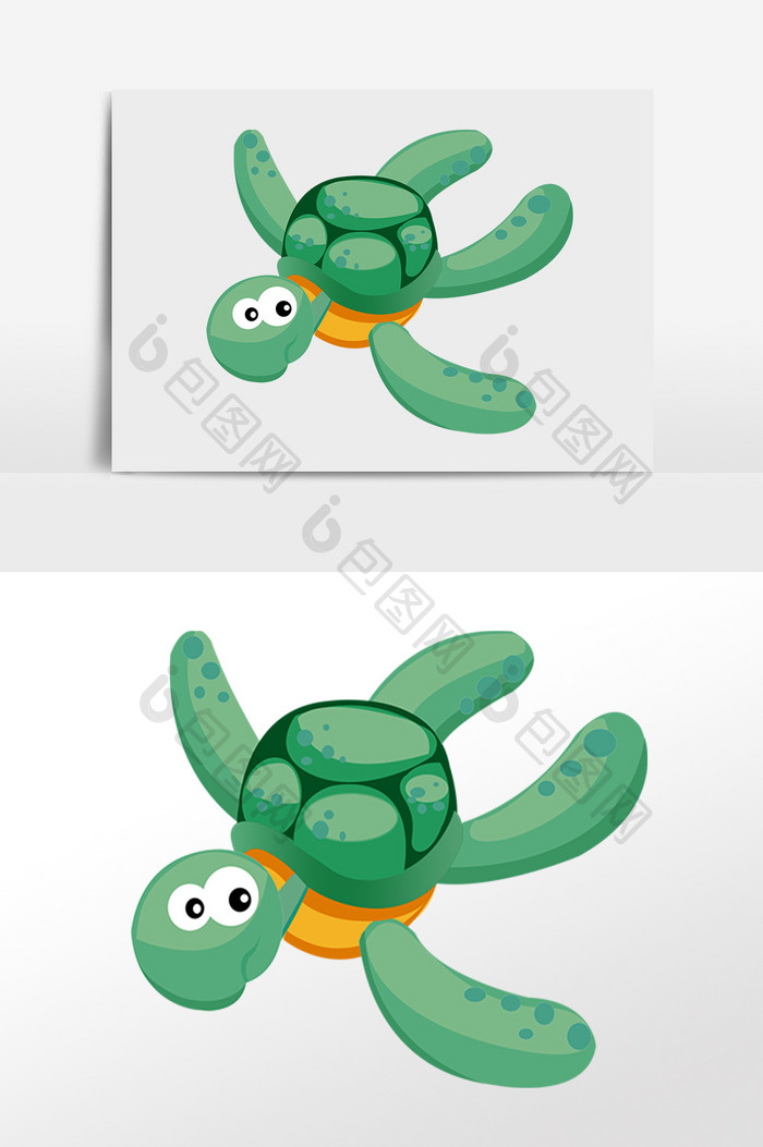 手绘海洋生物卡通海龟乌龟插画
