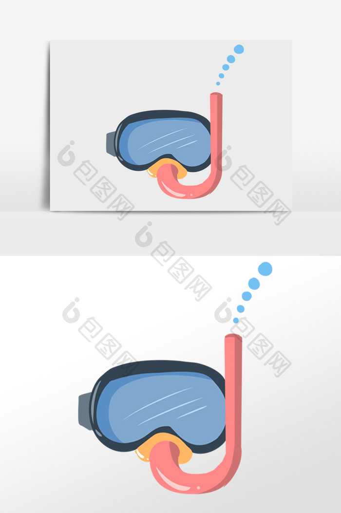 手绘卡通航海工具潜水眼睛插画