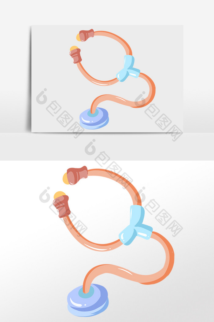 手绘卡通医学医疗仪器听诊器插画