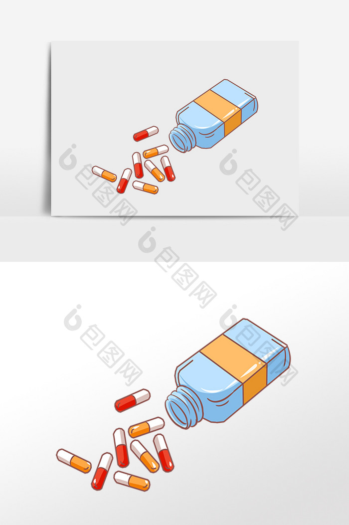 手绘卡通医学医疗药物药丸插画