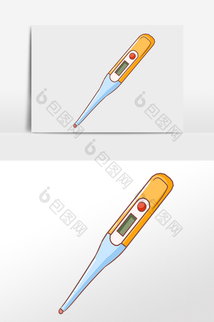 手绘卡通医学医疗用品体温计插画