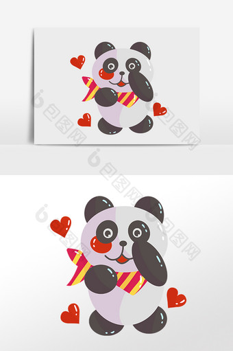 手绘儿童节儿童熊猫玩偶插画图片