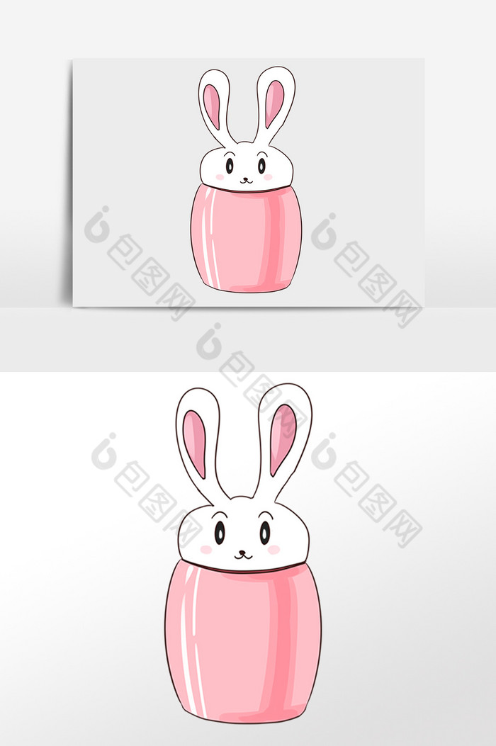 小兔子保温杯水杯插画图片图片