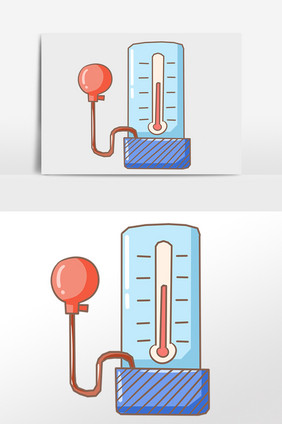 手绘卡通医学医疗用品血压仪插画