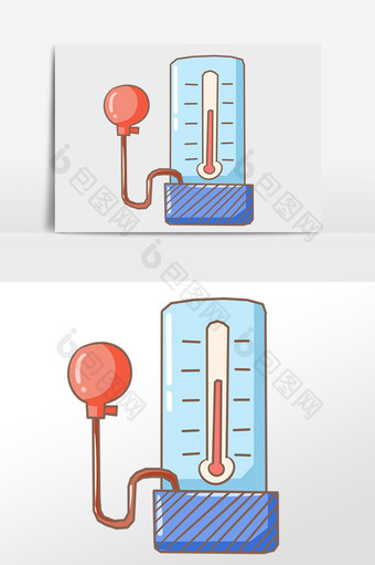 手绘卡通医学医疗用品血压仪插画图片