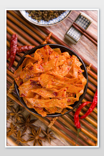 朝鲜凉菜凉拌豆腐皮摄影图片
