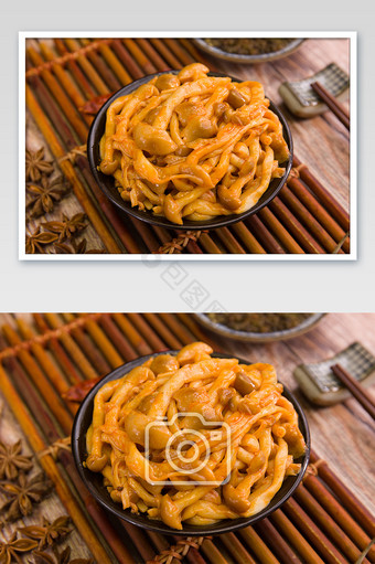 朝鲜凉菜凉拌滑子蘑摄影图片