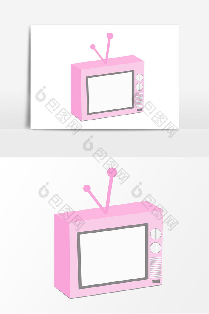 卡通粉色电视矢量元素