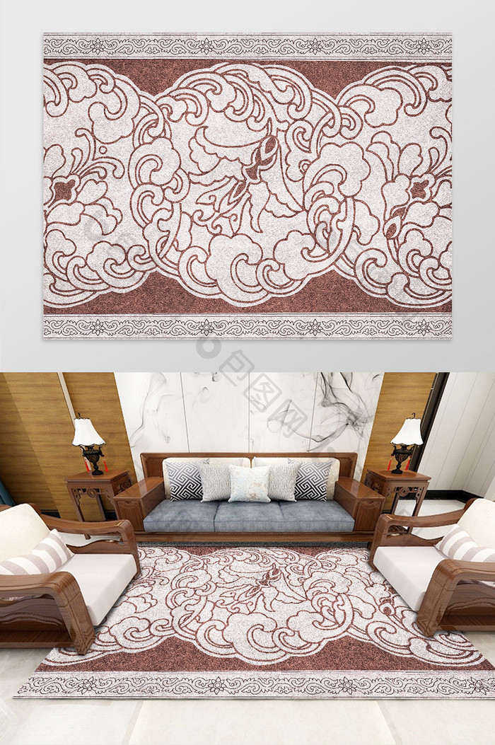 中国风艺术纹理图案地毯