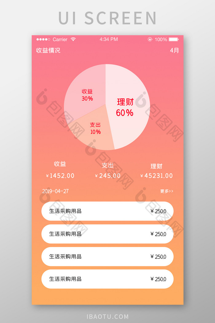 ui收益理财app收益明细界面设计