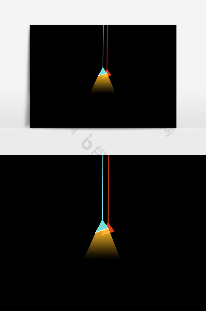 手绘卡通吊灯灯光效果元素