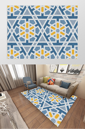 北欧几何花纹时尚客厅卧室地毯图案图片