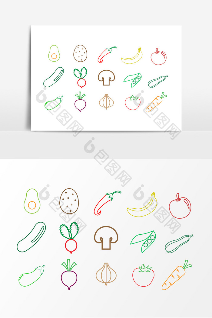 水果蔬菜轮廓图案设计素材