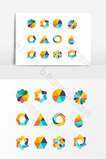 彩色几何拼接装饰素材图片