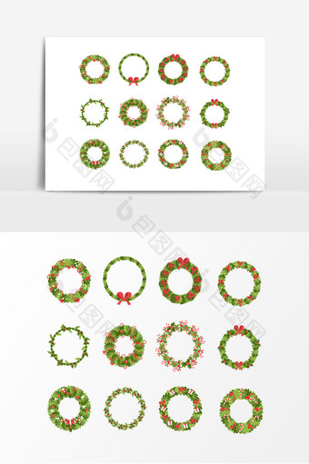 圆形绿色植物花环圣诞节装饰素材图片